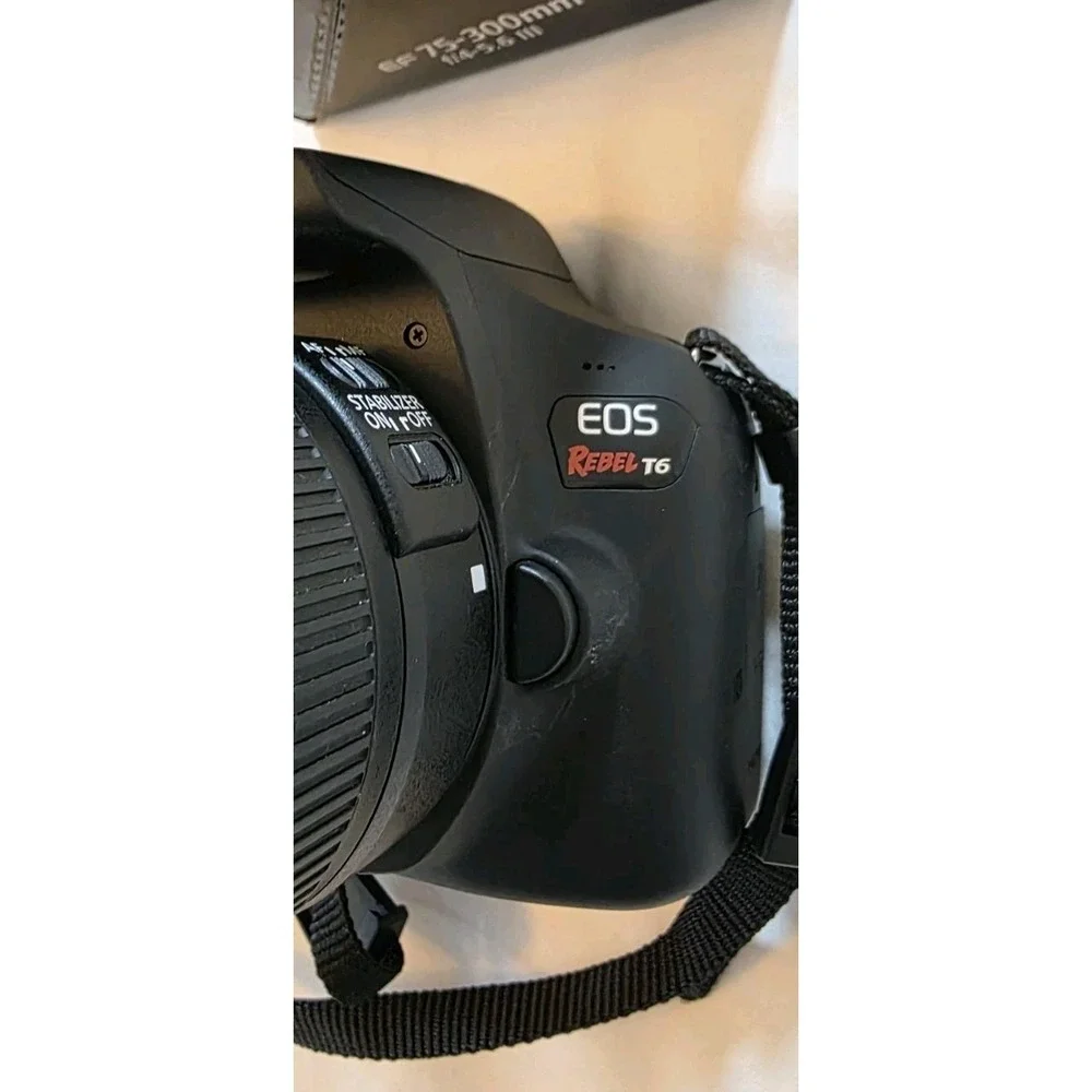 Canon EOS Rebel T6 DSLR Bundle - Shutter Count 6475 - NEW 75-300mm Lens & Case